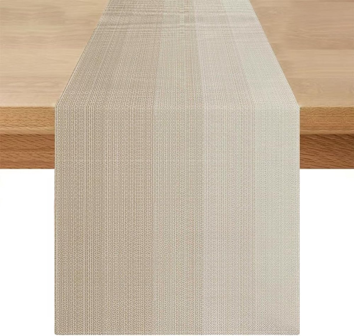 Tafelloper modern 40 x 100 cm tafelloper modern beige bruin strepen vintage afwasbaar landhuisstijl linnenlook schuurhout textuur tafelloper voor lente herfst keuken tafeldecoratie