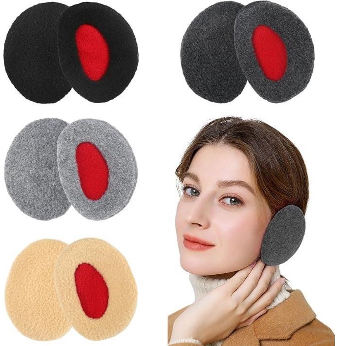 SSTRWGOOD 4 Stuks Orenbeschermer voor dames - Oorwarmers Unisex - Geschikt voor Outdoor Activiteiten - Zacht en Warme Fluwelen Orenwärmer met Drukknopen voor Winddichte Pasvorm - Stijlvol en Eenvoudig te Combineren