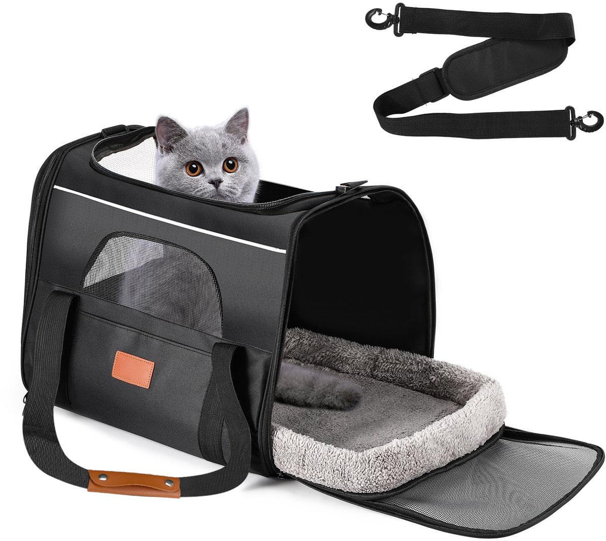 SnelShoppen - Opvouwbare Kattentransportbox voor Grote Katten en Puppy’s tot 9 kg - Draagbare Reisbox - Ideaal voor Auto, Camping en Dierenarts - Stev