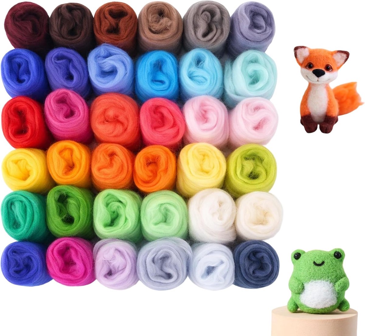 36 kleuren, premium viltwol, starterset, 108 g, viltwol, set voor beginners, doe-het-zelf handwerk en knutselprojecten