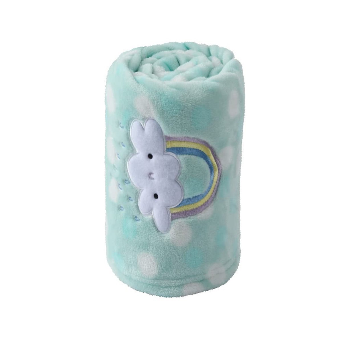 Babydeken, lichtgewicht wollige donzige warme pluche veiligheidsdeken voor baby's, peuters, pasgeborenen, uniseks, voor wieg en kinderwagen (75 x 100 cm, groen met regenboog motief uniseks)