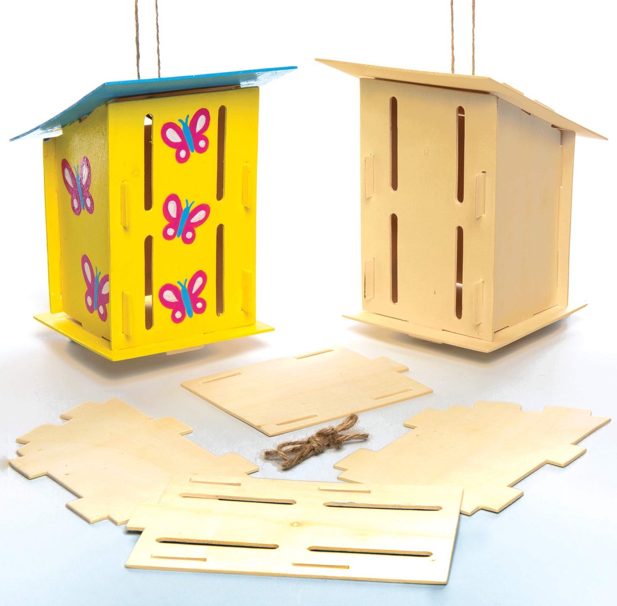 Ross AC811 Houten vlinderhuizen - Pack van 2, Habitats voor kinderen om te maken, te versieren en te personaliseren, creatieve knutselset voor kinderen en STEM-activiteiten 17 cm