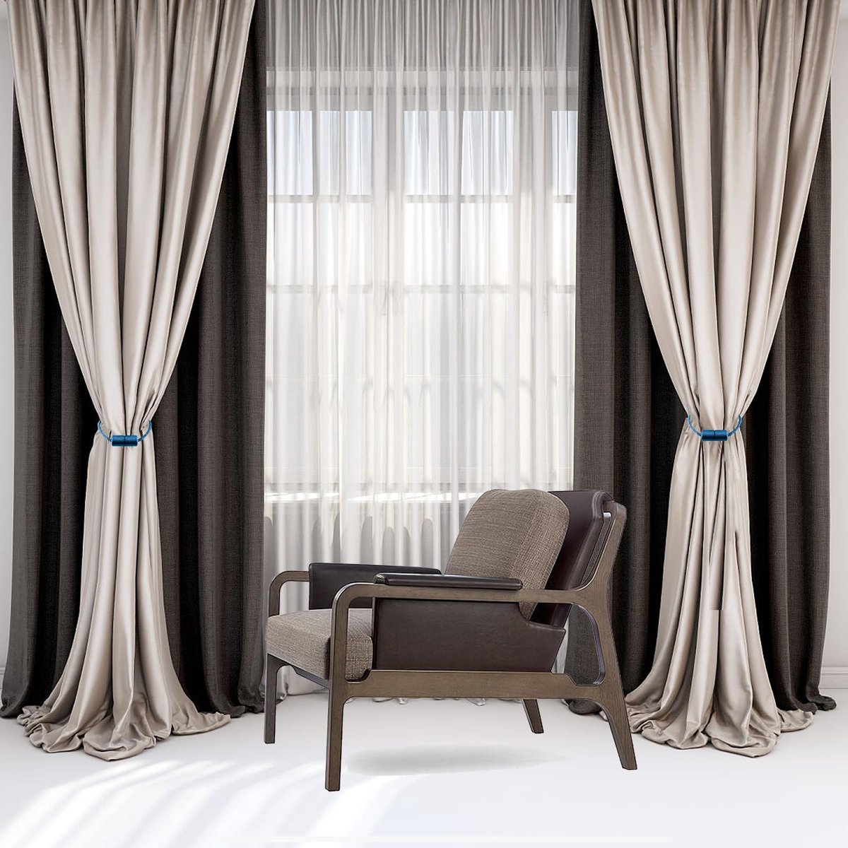 Gordijnbanden, gordijnbanden voor thuis, slaapkamer, kantoor, decoratief gordijn (4, blauw)