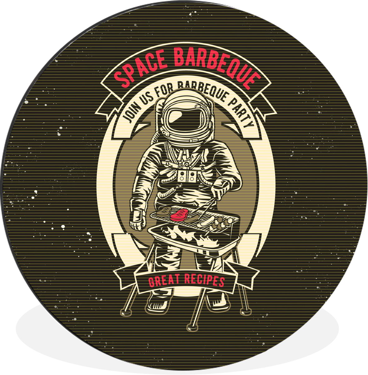 WallCircle - Wandcirkel - Muurcirkel - Vintage - Astronaut - BBQ - Aluminium - Dibond - 30
