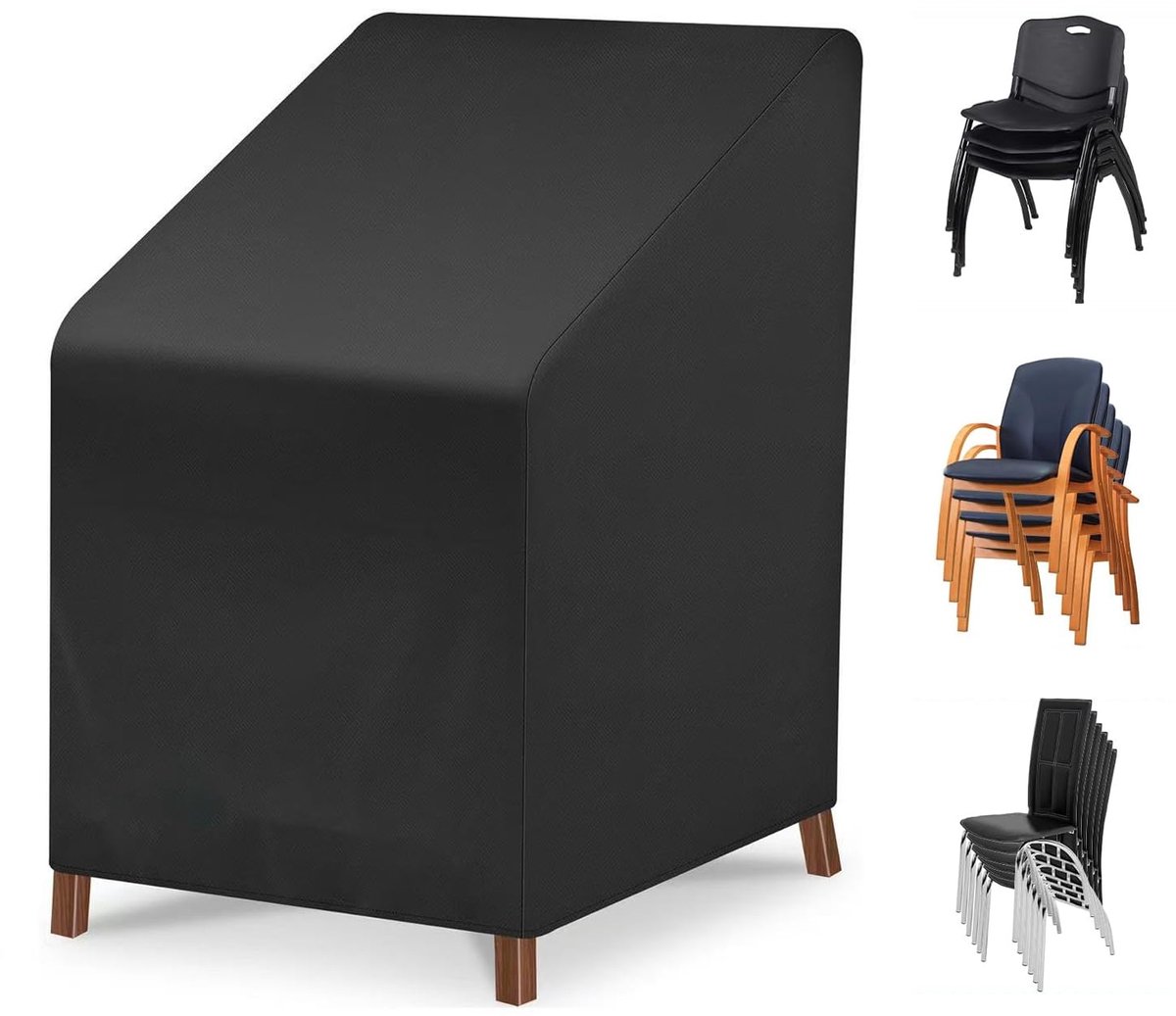 afdekking, beschermhoes voor stapelstoelen, afdekking tuinmeubelen, winterbestendig, afdekzeil, tuinmeubelen, waterdichte stoelhoes, 65 x 65 x 80/120 cm