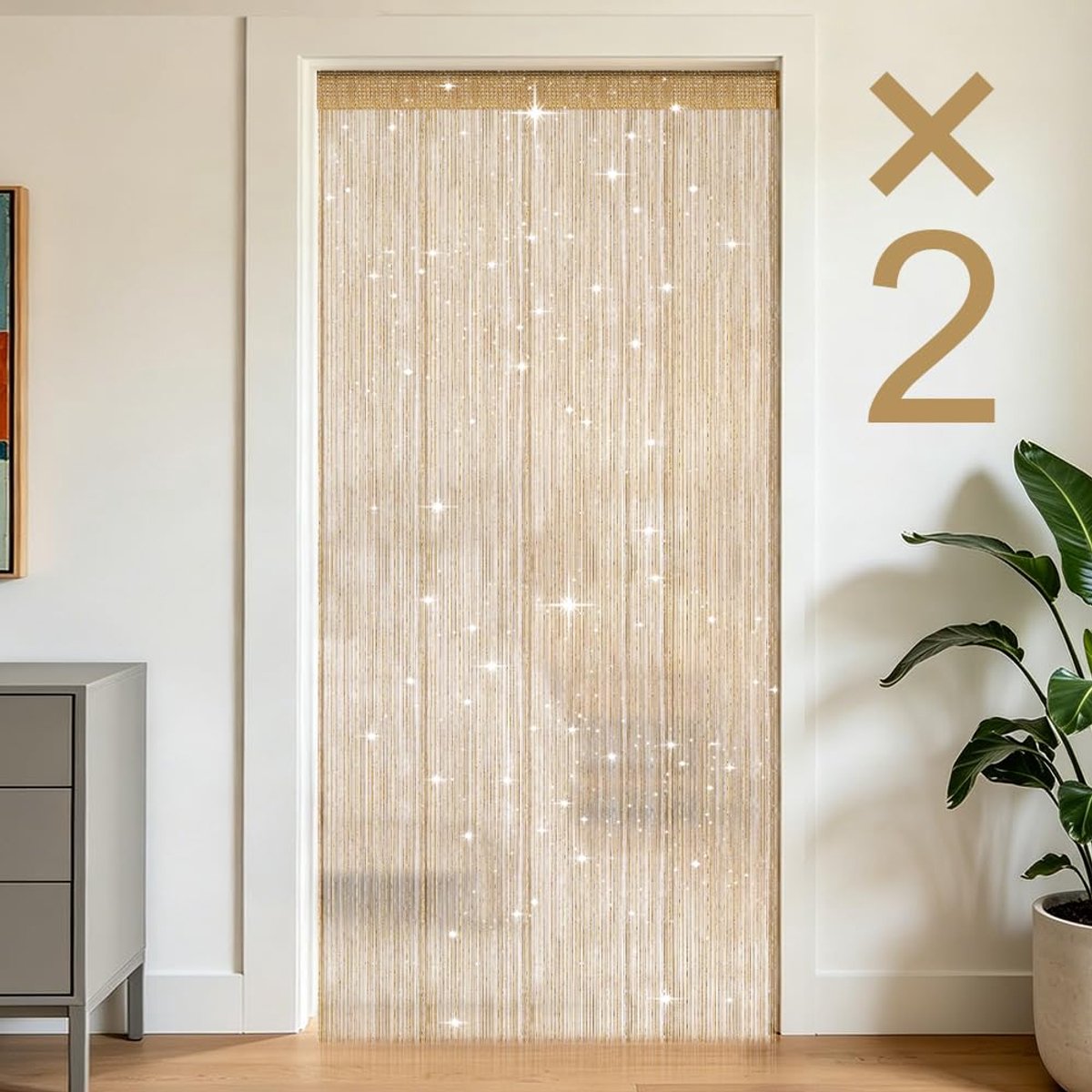 Gordijn, 1m x 2m Folie Franjegordijn Franjegordijn voor Feest Franjegordijn Franjegordijn Achtergrond voor Verjaardag, Nieuwjaar Podium （goud 2pcs ）