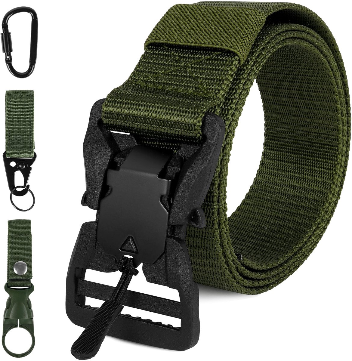 Aomig Mens Belt Tactical, Military Work Nylon Web Hiking Belt with Heavy Duty Seatbelt Buckle, Military Style Belts for Men, Mens Adjustable Canvas Fabric Nylon Golf Belt Fits Anywhere