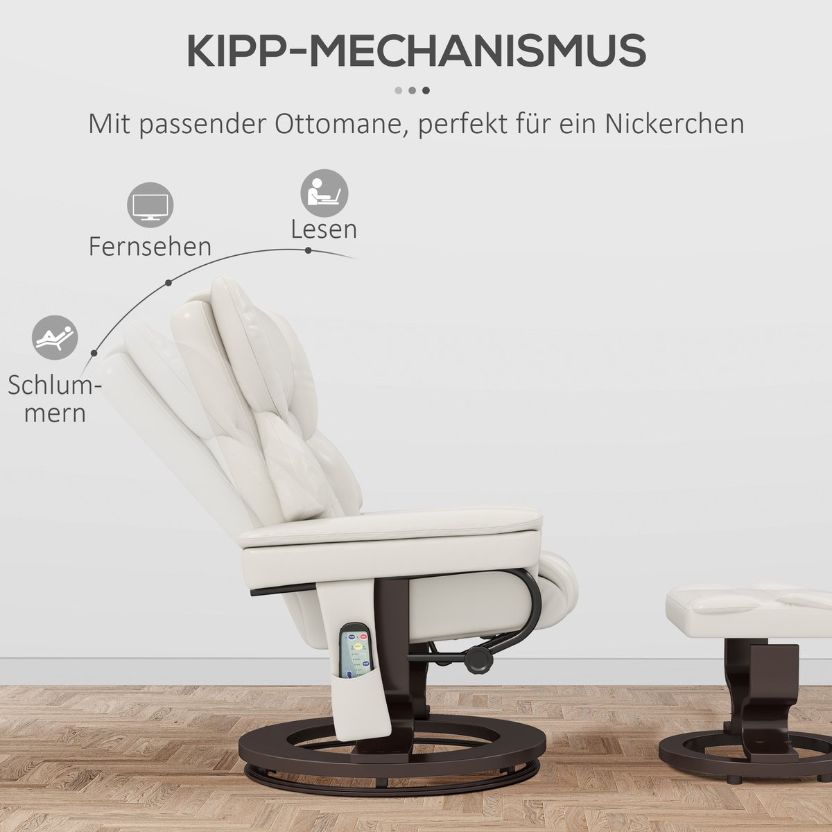 Sternhimmel Relaxfauteuil Met Massage En Ligfunctie Crèmewit - afbeelding 2
