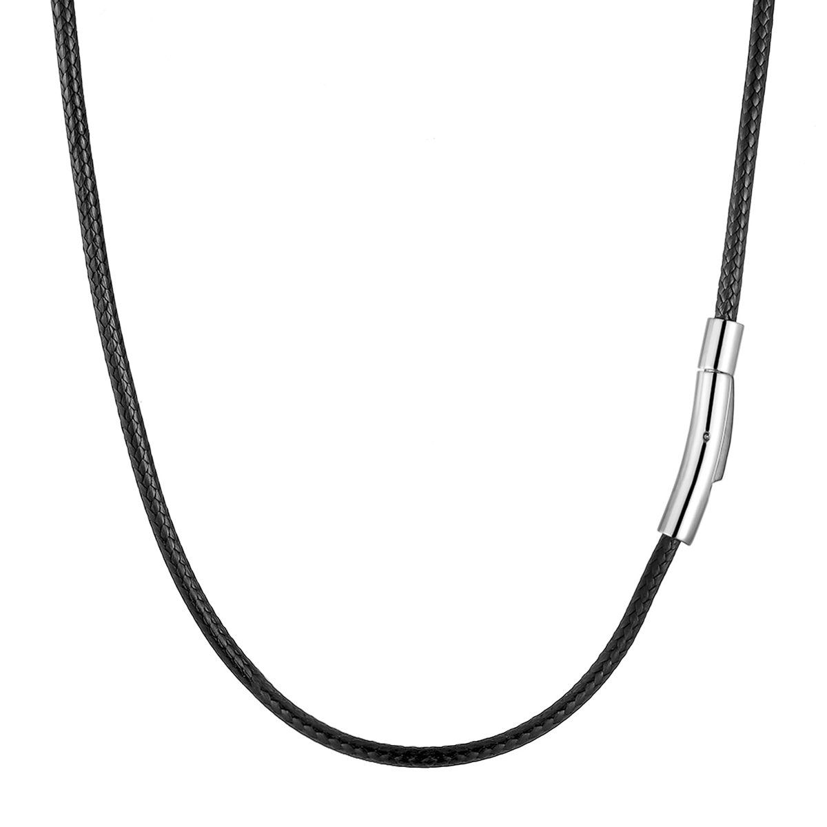 Ketting heren lederen halsketting 2/3 mm met sluiting lederen band ketting voor dames zwart/bruin rubberen ketting sieraden 46-76 cm
