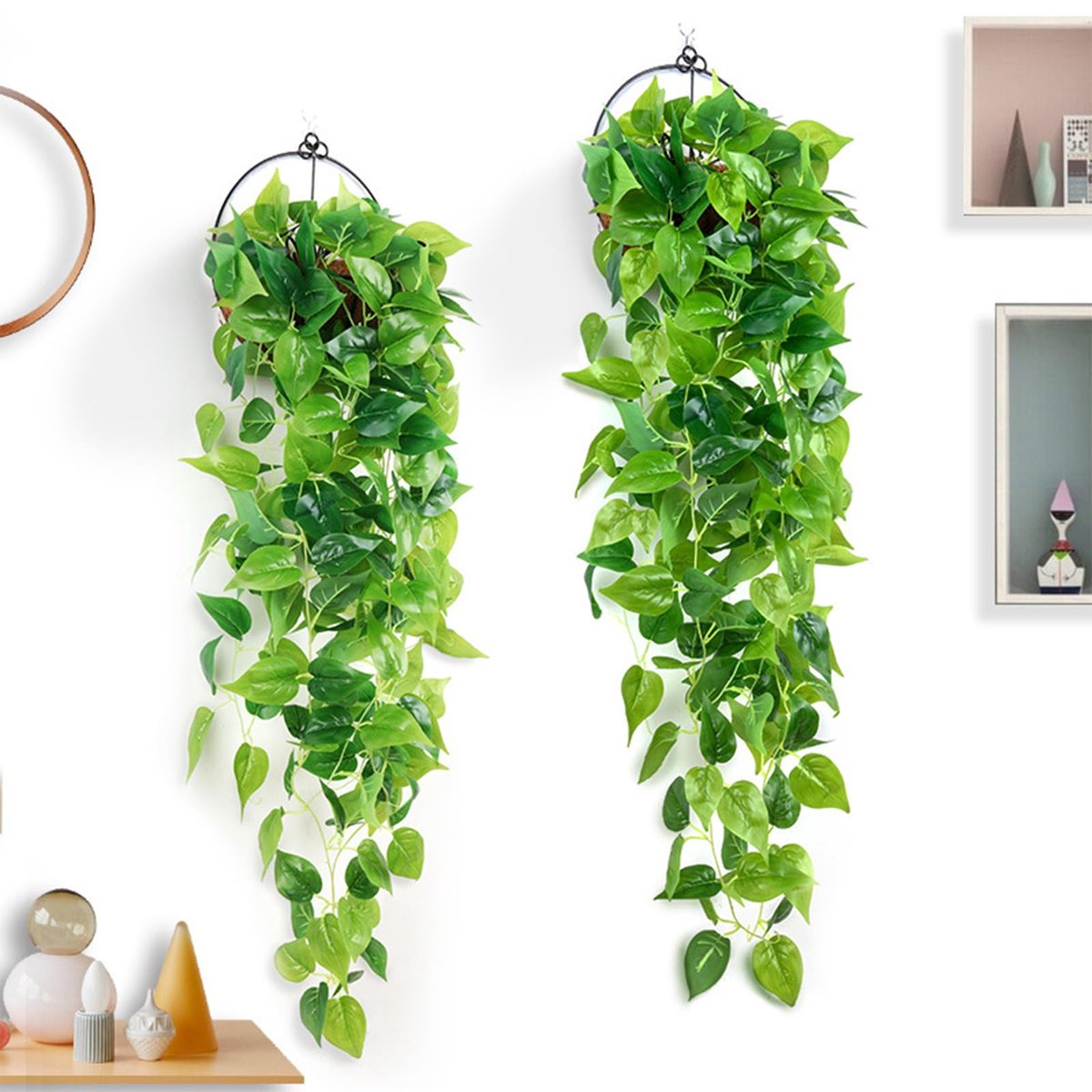 Hangplanten, 2 stuks, 110 cm, kunstplanten, hangplant van kunststof, klimop om op te hangen, decoratie voor muur, terras