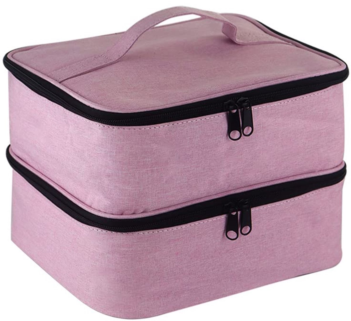 Transporttas voor nagellak, opbergtas voor nagellak, dubbellaags, geschikt voor nageldrogerlamp en manicureset (roze)