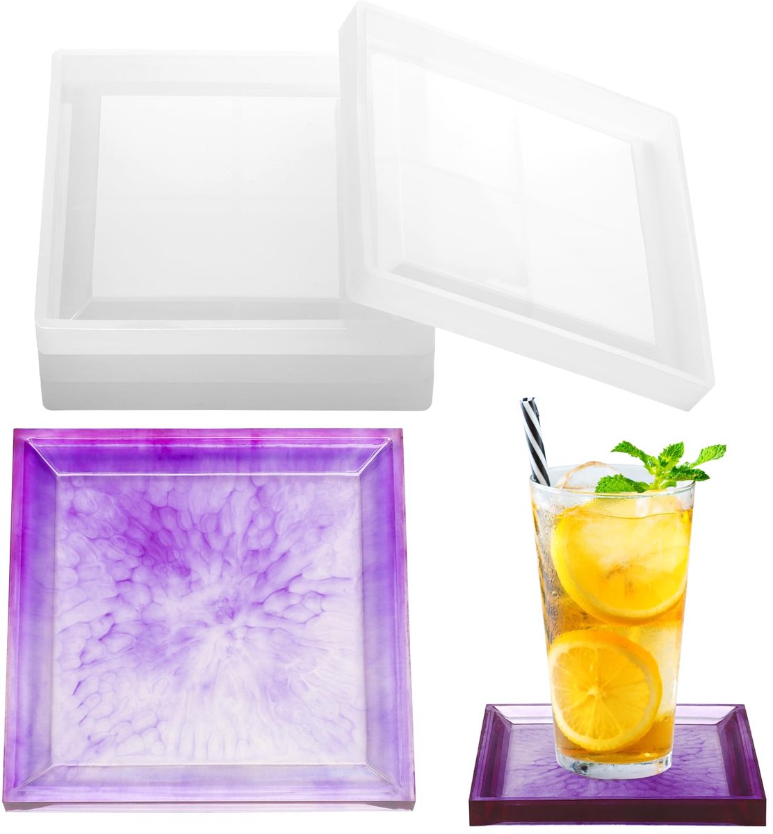 Vormen, 4 Stuks Siliconen Vormen Onderzetters, Epoxyhars Mallen, Siliconen Gietvormen, Gietvormen voor Onderzetters, Kandelaars, Home Decoratie