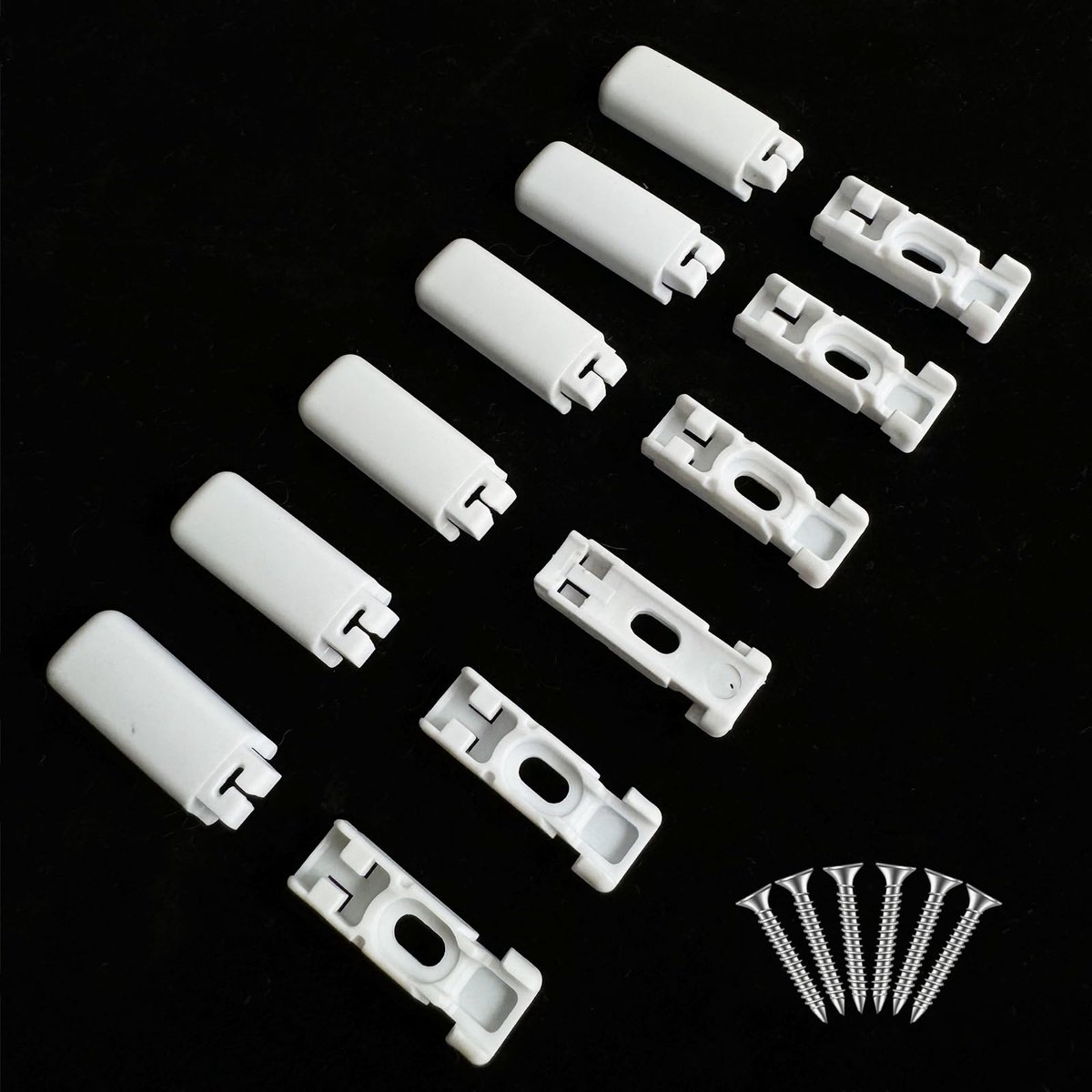 6Kit 12 stuks Plissee vervangstukken klemmträger, spanschoenen voor gespannen plisségordijnen, voor lijmdragers en Stick & Fix front lijmplaten (wit)