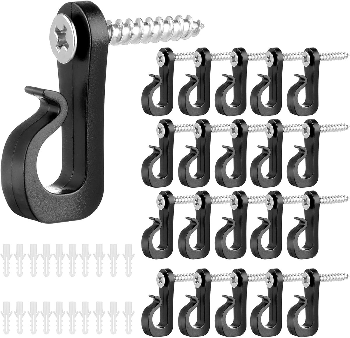 Haken voor buiten lichtslingers clips, Q-Hanger Haken Heavy Duty Kabel Clip Haken voor Lichtdraad, Kerst Lichthaken Clips voor Hangende Fairy Lights Patio Licht