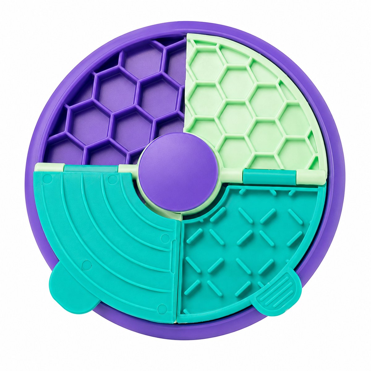 Puppy Lickin' Layers Hondenpuzzel – Interactief Hondenspeelgoed & Slowfeeder – Mentale Uitdaging voor Puppy – Anti-schrok Voerbak-Paars en Groen