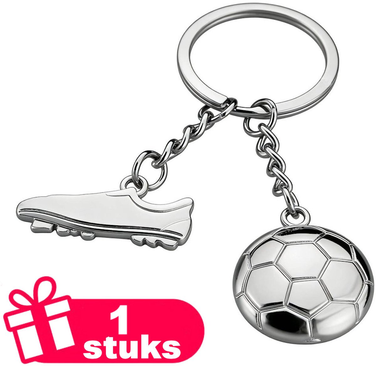 Decopatent - Premium Keychain - Metalen Sleutelhanger - Voetbal & Voetbalschoen - Luxe Keychain - Sleutelring - Cadeau voor Voetballers en Voetbalfans