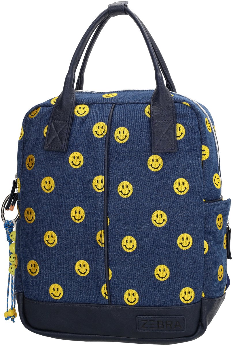 Zebra Trends Lex Rugzak - Kinderrugzak - Schooltas - Denim - Smiley - Flessenhouder - Verstelbare Schouderbanden - Boekentas - School - smiley