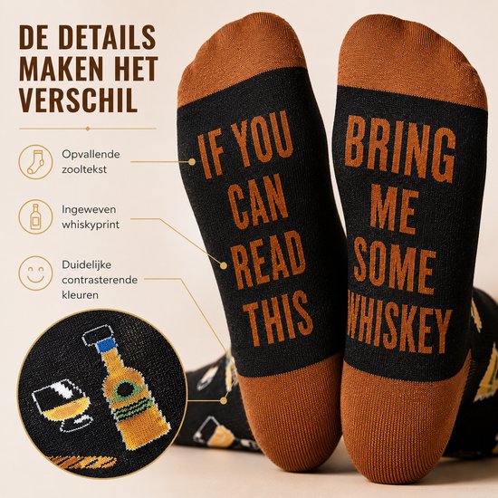 Chaussettes d'intérieur Funny Chaussettes Whiskey - Cute Home Socks AntiSlip Women and Men - If You Can Read This Whisky Boisson - 37 à 45 - Cadeau