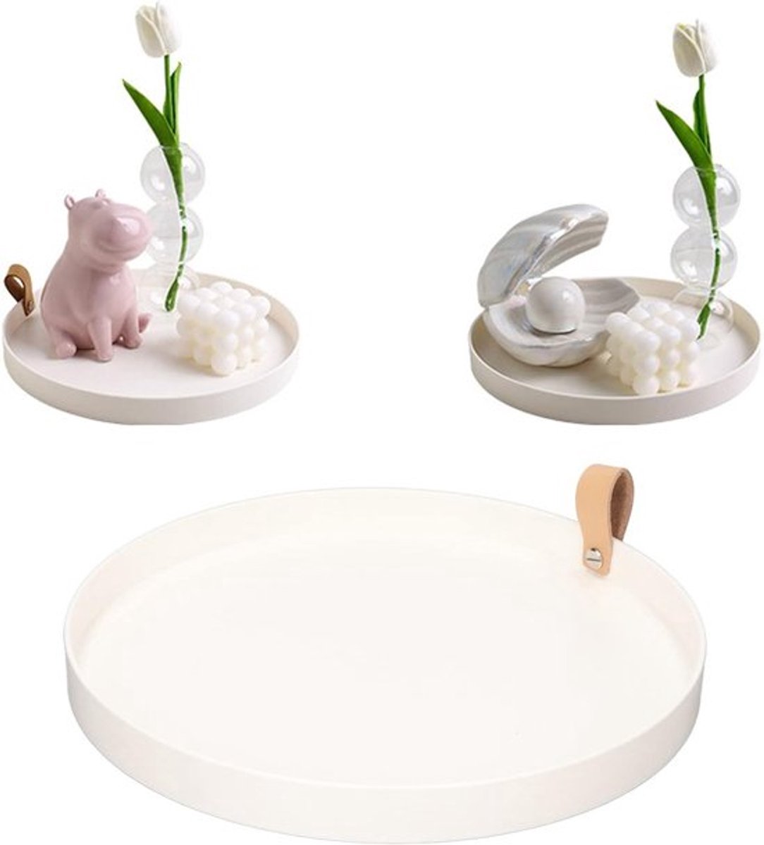 Dailygoody - Witte Ronde Dienblad - Decoratief Dienblad