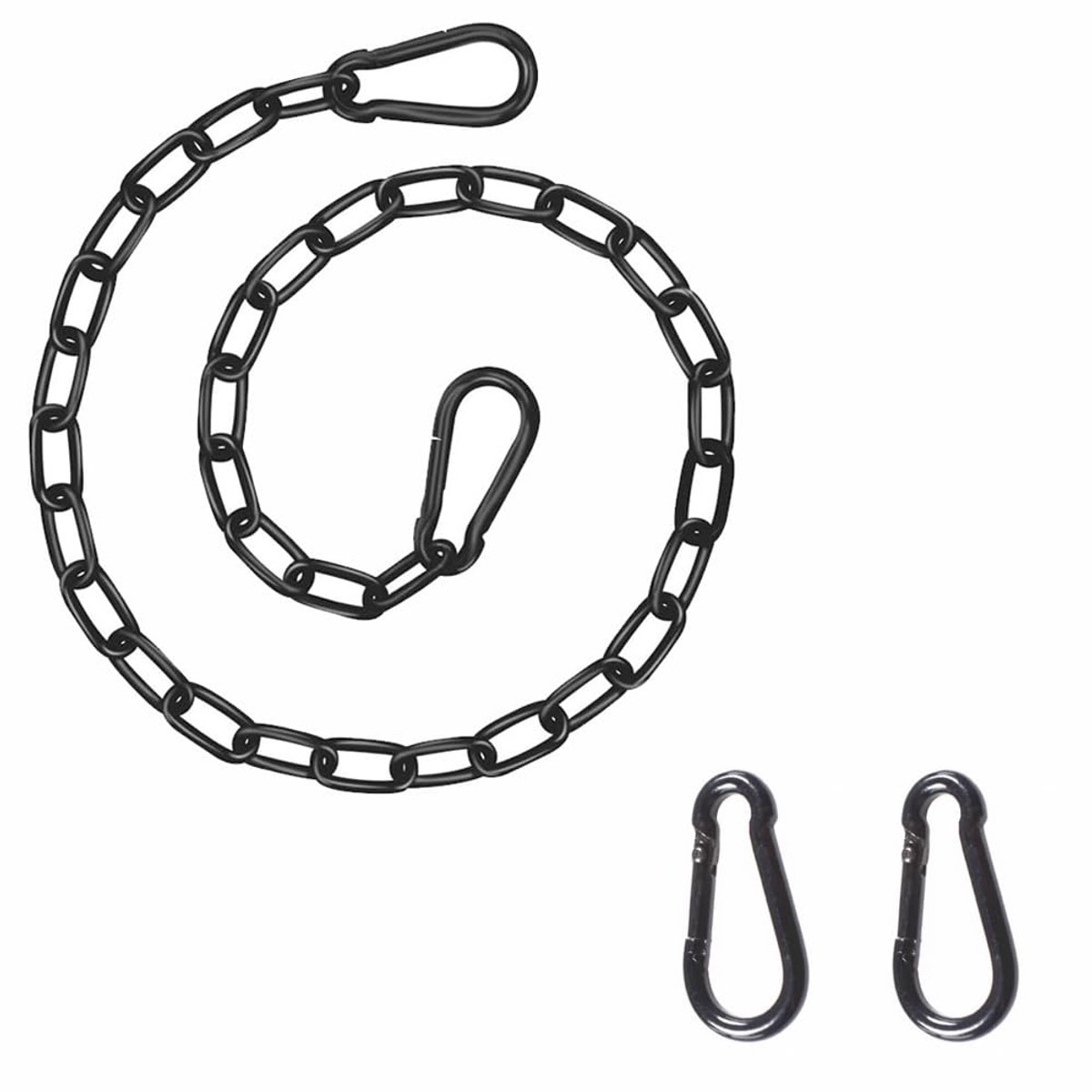 Heavy Duty Hangketting 80cm, Heavy Duty Extender voor Tuin Ei Stoelen, Zwart Gecoat Staal met 2x Karabijnhaak, Veilige Hangmat Extensie, Outdoor Swing Accessoires