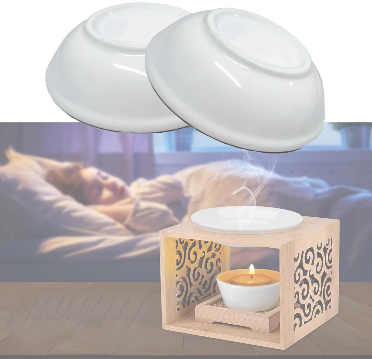 Vervangende Schaal - Aromalamp Kom - Geur Verspreiden - Hittebestendig Keramiek - 2 Stuks 10cm - Wit
