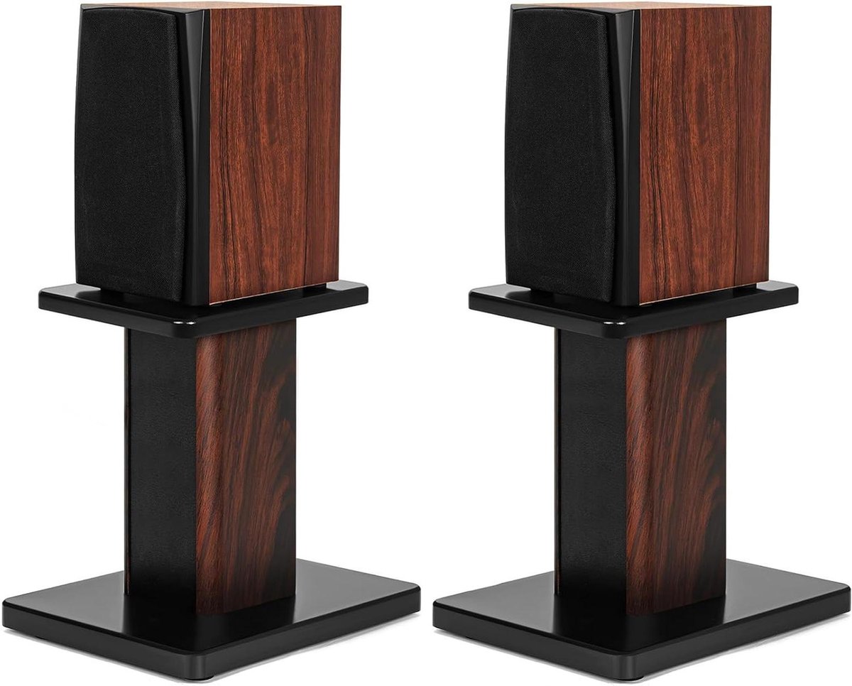 Houten Luidsprekerstandaards - Monitor Stands - Hifi Geluid - Zand Vulbaar - 30 cm Hoog - Bruin