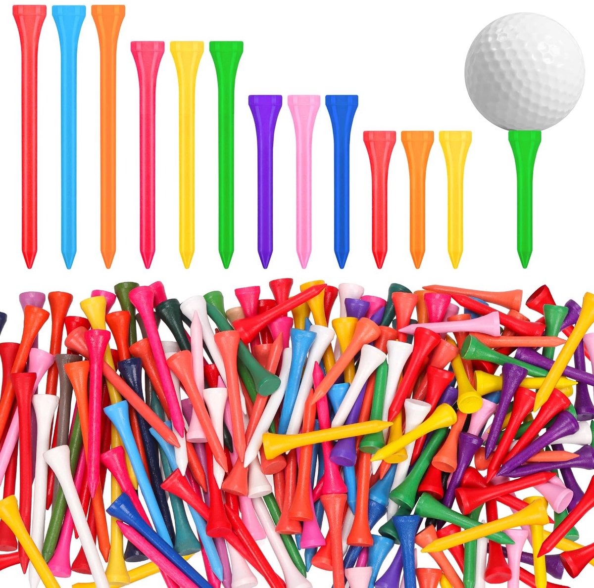 Dailygoods - 180 Stuks Houten Golf Tees in 4 Maten - Perfect voor Golfliefhebbers