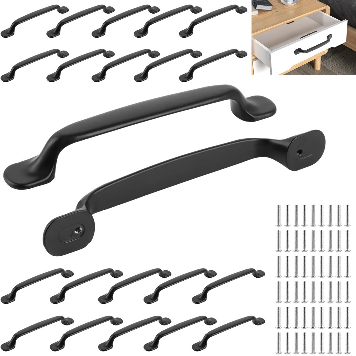 Dailygoods- Deurgrepen 24 Stuks - Zwarte Kastgrepen - 128mm Gatafstand - Meubelhendels - Schroeven Inclusief - Schokbestendig Ontwerp
