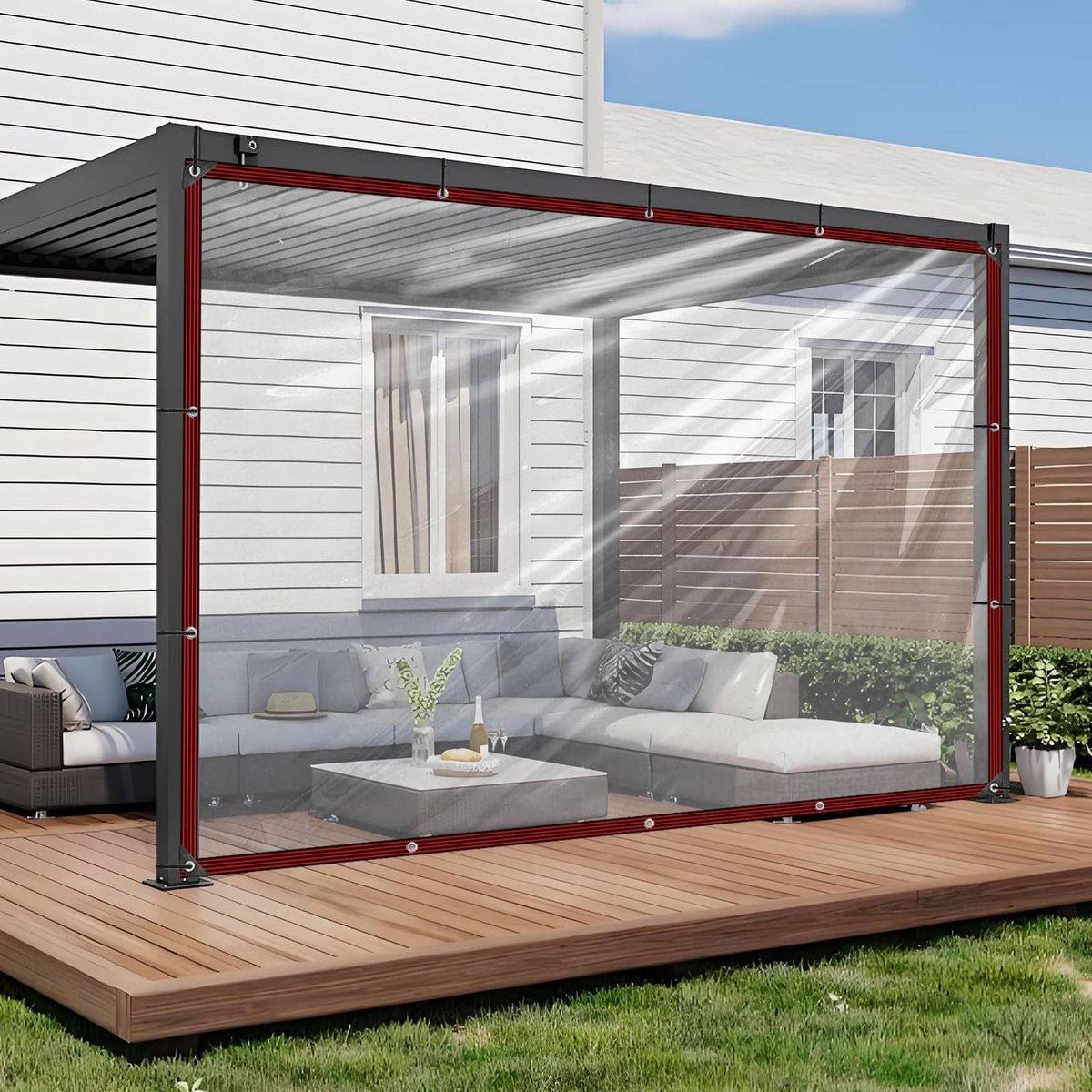 Dailygoods- Afdekzeil Waterdicht - Transparant Zeil - Schaduwnet met Ogen - Tuinzeil - Balkonbescherming - Voor Broeikasplanten - 1 x 4 m - Dekzeil