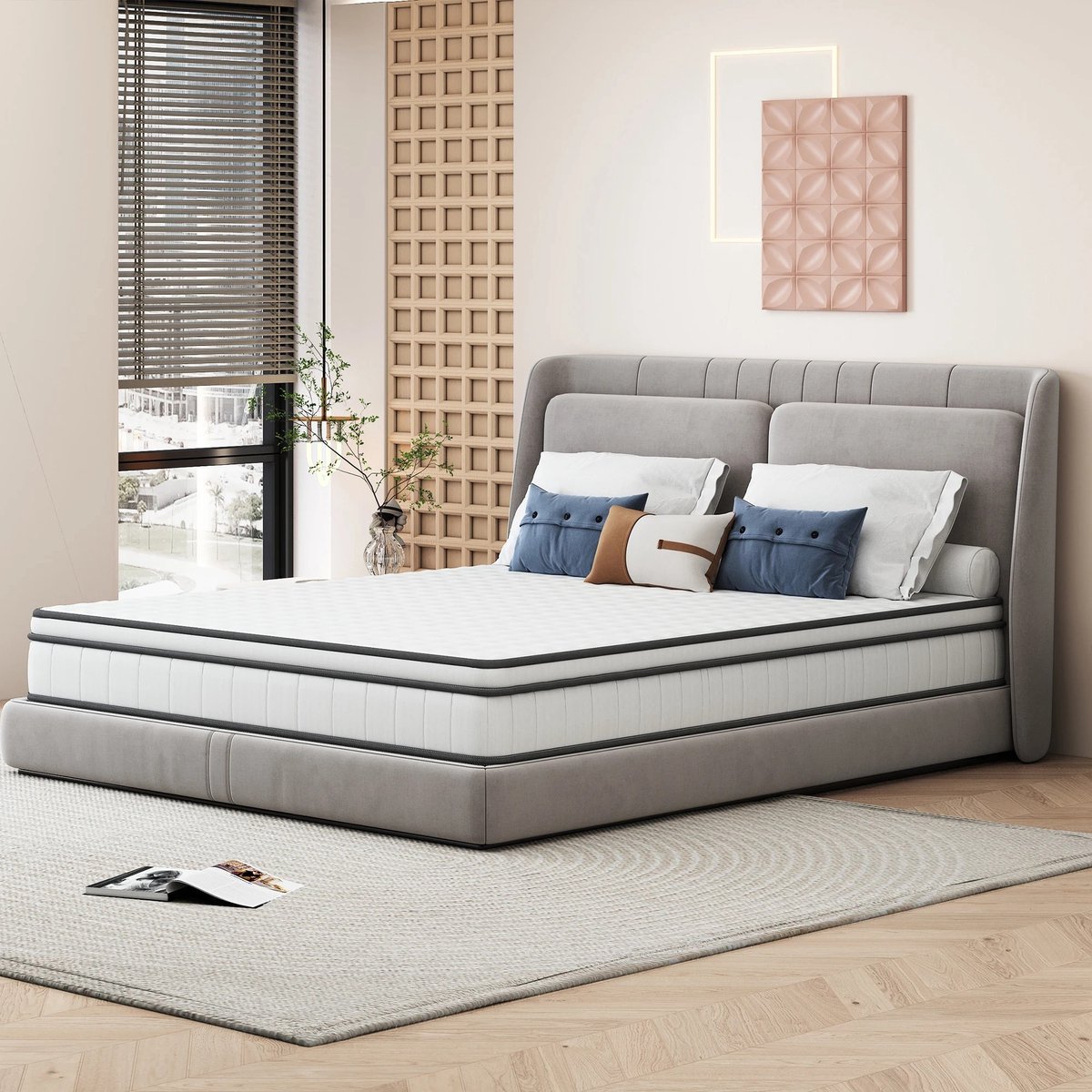 Dailygoods Matras 90x200cm Hoogte 25cm Medium Hardheid, Pocketveringmatras met Comfort Foam, 140x190/200cm Matras voor V