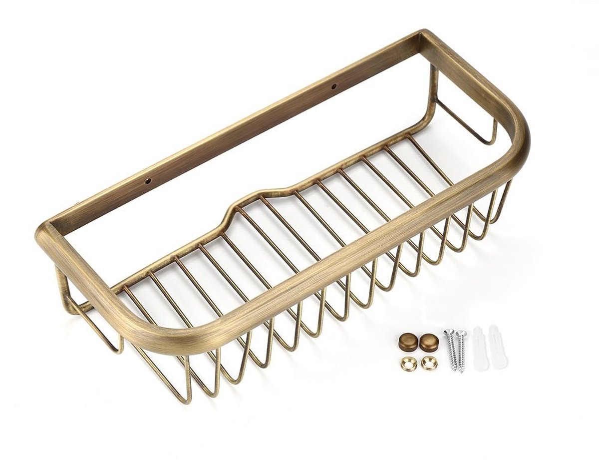 Dailygoods- Douche Caddy 30 cm - Wandmontage - Massief Koper - Opbergmand - Handdoekstang - Modern Ontwerp - Badkamerplank