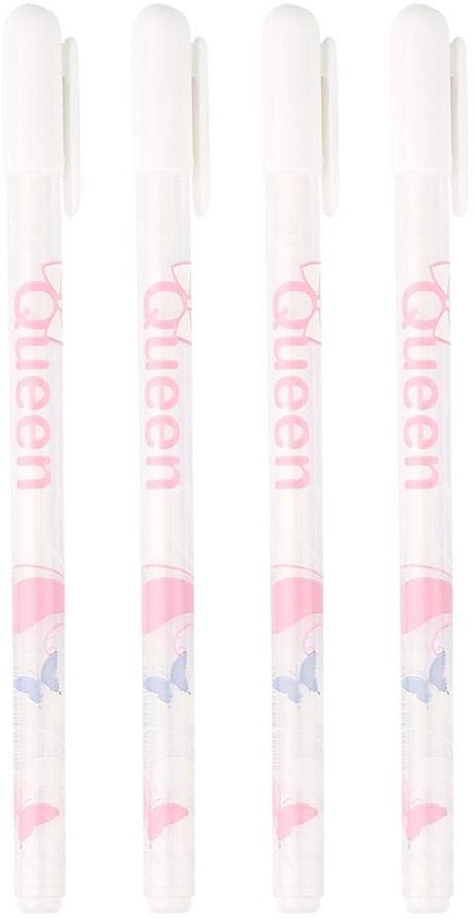 Dailygoods- Gelpen 0,8 mm – 4 Stuks – Wit – Kunststof – Schrijfpunt – Gloednieuw – Schrijfpennen