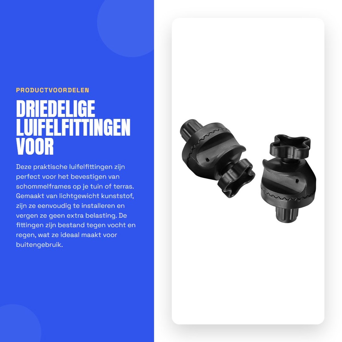 Dailygoods- Luifelfitting Driedelig - Schommelframe Bevestigingsbeugel - Kunststof - Lichtgewicht - Corrosiebestendig - Slijtvast