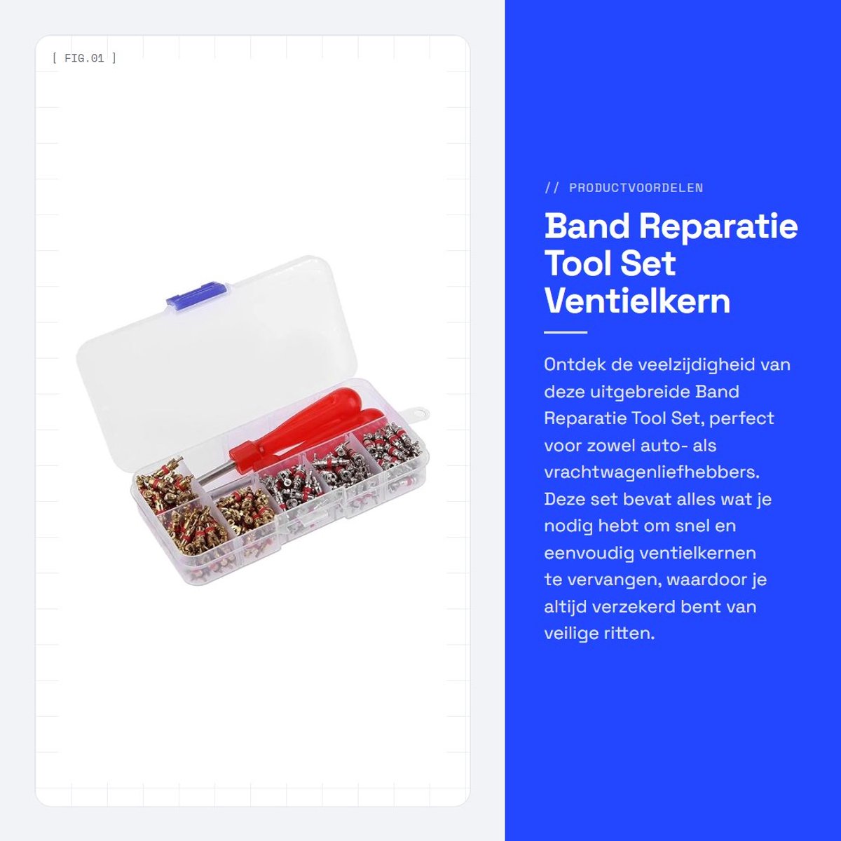 Dailygoods- Band Reparatie Tool Set 242 Stks - Ventielkern Verwijderaar - Vervangingsonderdelen - Draagbaar Gereedschap - Duurzaam - Effectief Gebruik