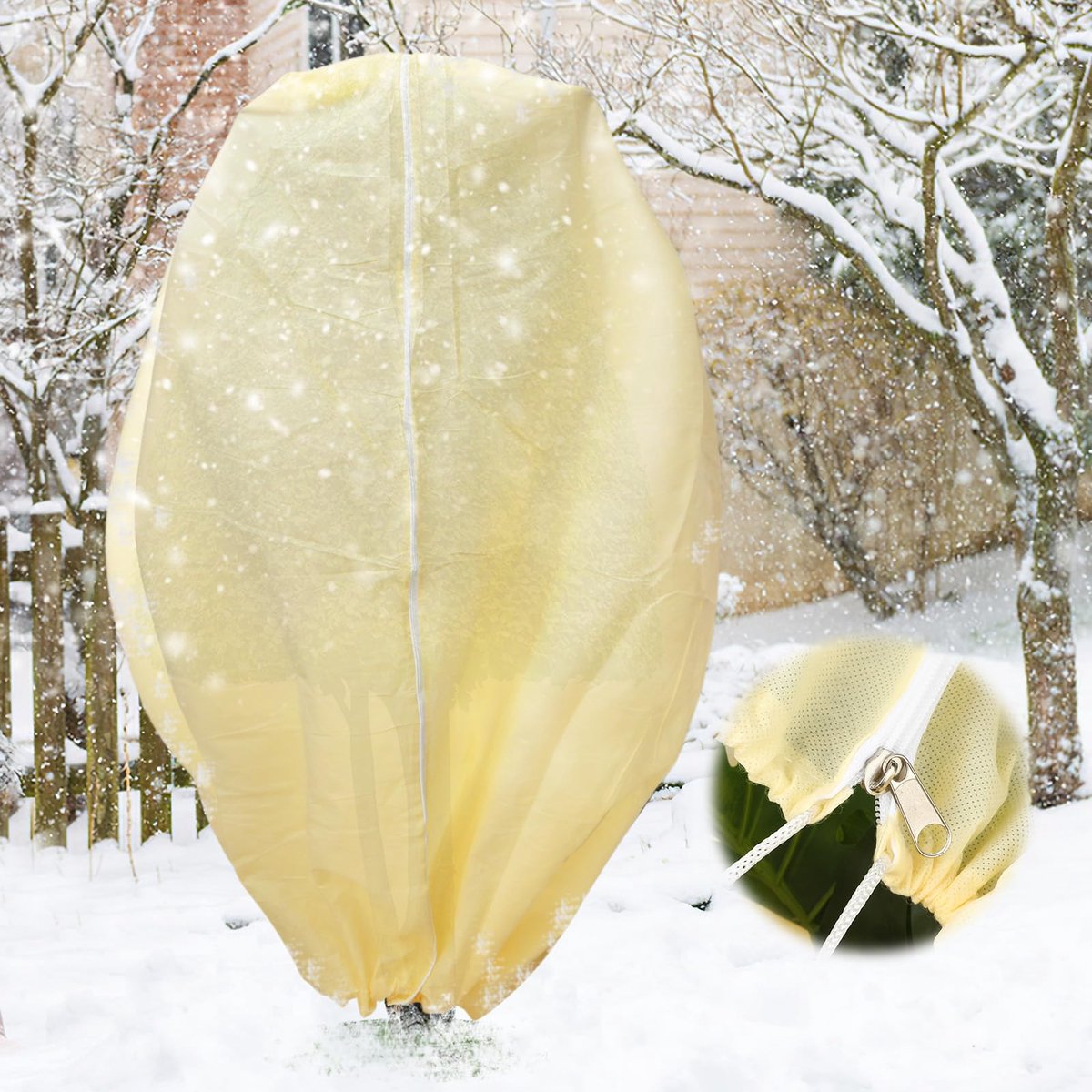 Plantenbescherming voor de winter, 250 x 360 cm, extra grote maat, winterbescherming voor planten, met ritssluiting, trekkoord, scheurvast, herbruikbaar, vorstbescherming, plantenbescherming, winter,