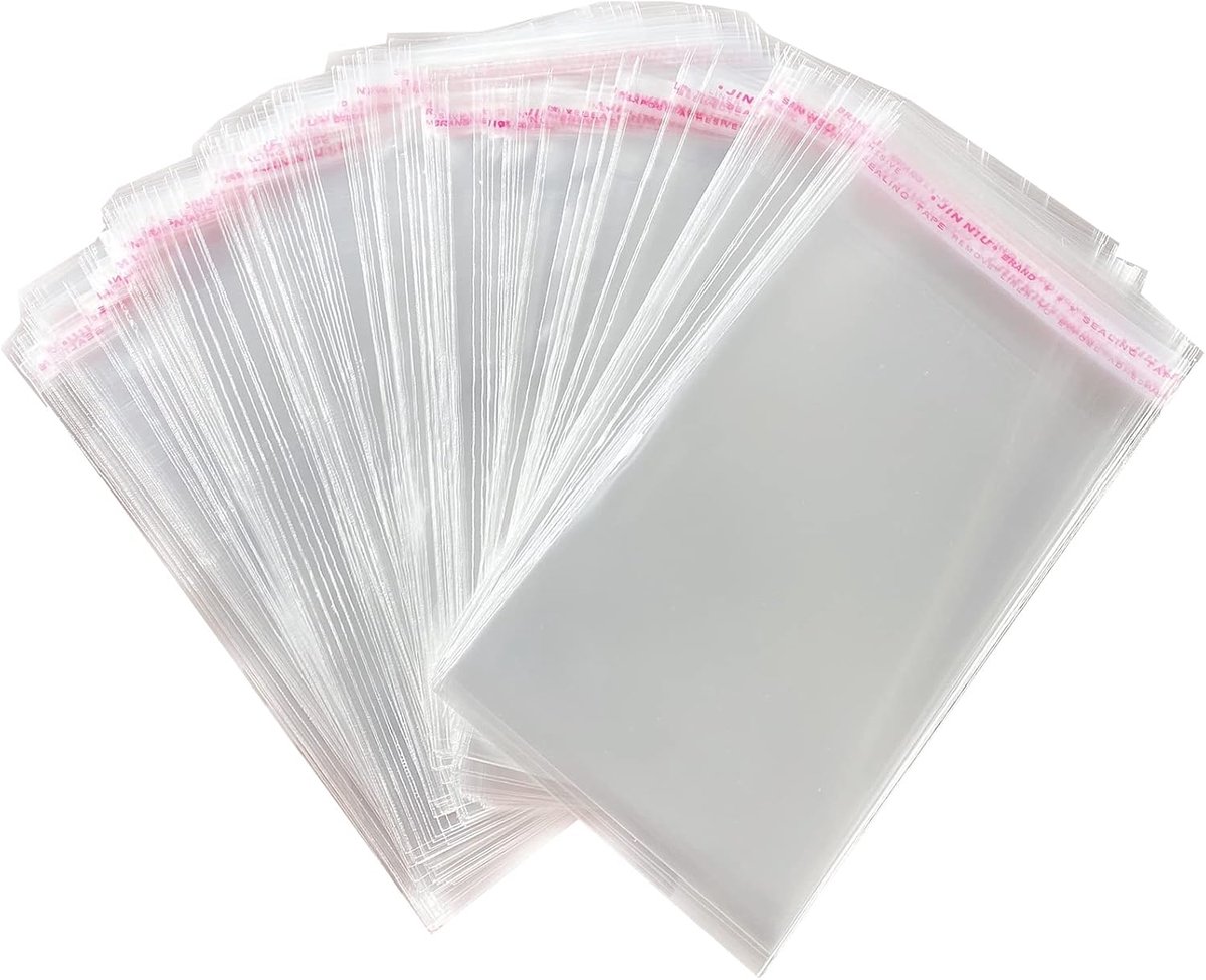 200 stuks Zelfklevende OPP-zakken Doorzichtige Plastic Zakken Cellofaanzakken Platte zak Geschenkzakjes Zakjes Kerstmis voor koekjes Taarten Chocoladesuikergoed (10x18cm)