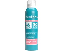 Deoleen Derma Intense 48 uur - Anti-transpirant spray - Voorkomt overmatige transpiratie en transpiratiegeur - 48 uur effectief - 0% parfum & 0% alcohol - Dermatologisch getest - Deodorant - 150 ml