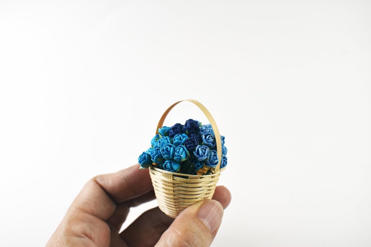 50 stuks kleine kunstmatige rozen gemengde gemengde schaduw moerbei papier bloem bloem bruiloft scrapbooking (blauwe schaduw 0,25 in/0,5 cm)