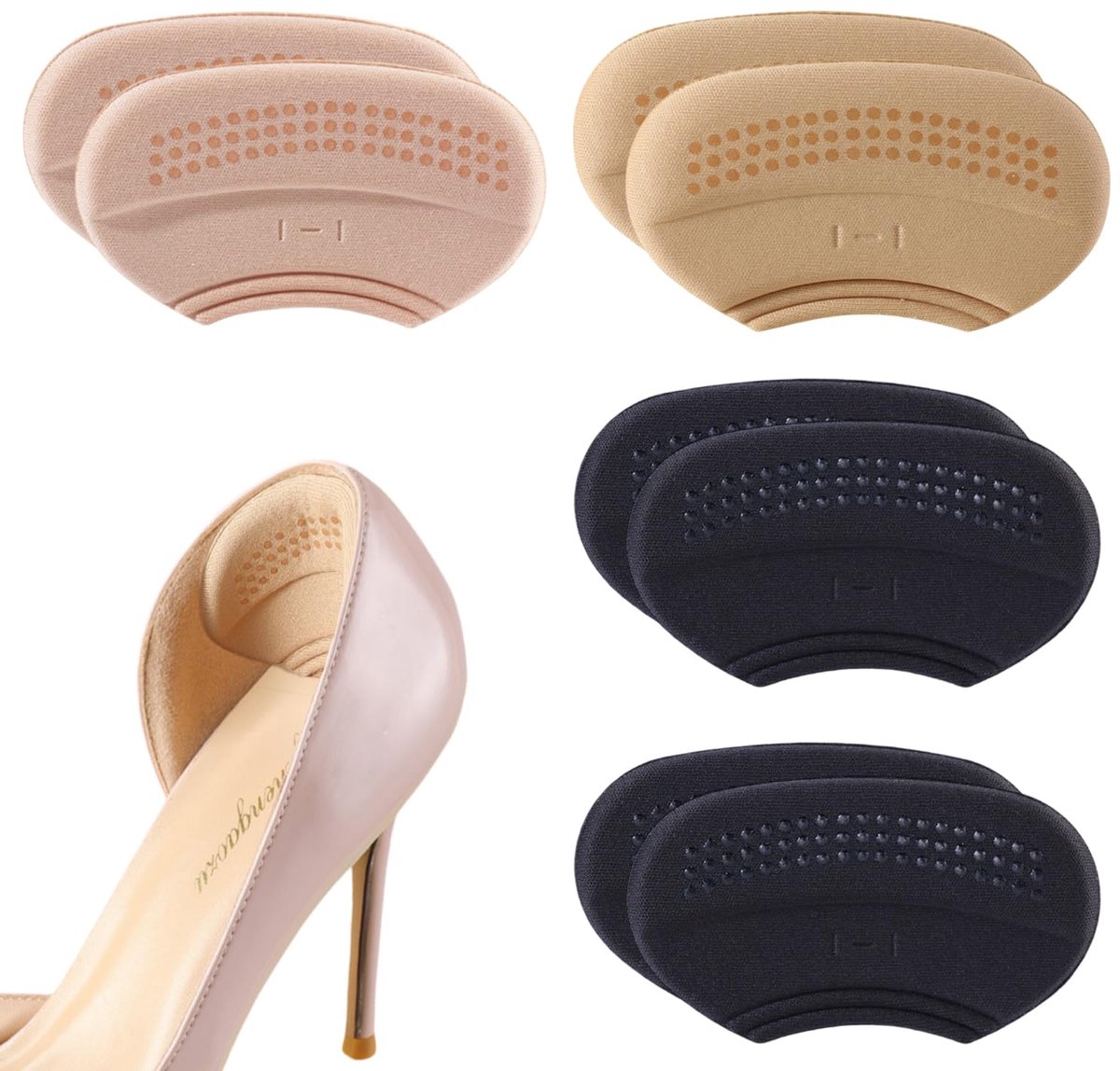 4 paar hielkussentjes, zelfklevende hielgrepen voor te grote schoenen voor dames en heren, voorkomt blaren, verbeterde pasvorm en comfort