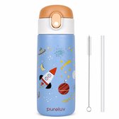 Gourde Pure Luv en acier inoxydable - Rocketsip - Gobelet - Blauw - 500 ml - Acier inoxydable - Gourde pour enfant - Gourde pour tout-petit - Sans BPA - Gourde pour enfant - Gourde pour l'école - Gourde pour les vacances