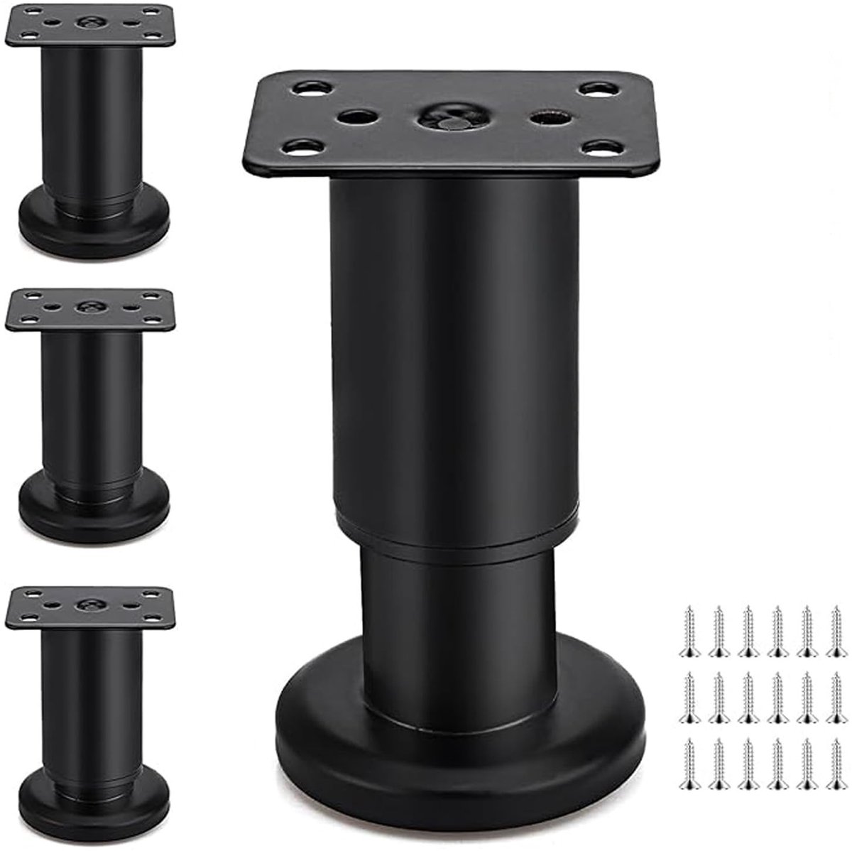Set van 4 verstelbare meubelpoten, 120-180 mm, geschikt voor kasten, tafels en banken (zwart)