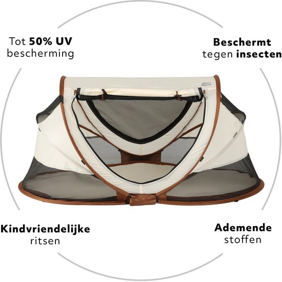 Deryan Peuter Luxe Pop-Up Campingbedje - Reisbedje met Matras - Sand van Deryan — afbeelding 2