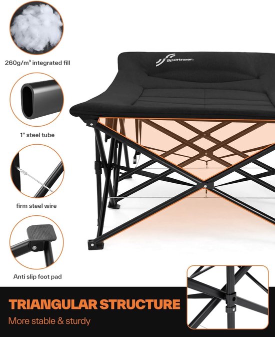 Campingbed Opvouwbaar - Inclusief Matras en Hoofdkussen - Direct Klaar voor Gebruik - Draagvermogen tot 204 kg - 200 x 79 cm — afbeelding 4