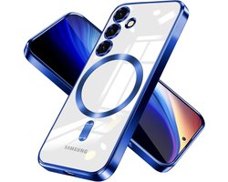 Hoesje Geschikt voor Samsung Galaxy S25 FE hoesje backcover Blauw – Geschikt voor Magsafe Lens beschermer – Transparant