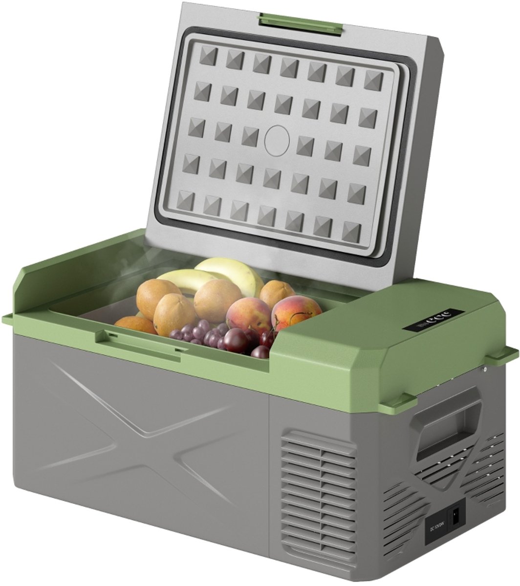 Koelbox 16.3 liter grijs groen plastic compressor koelbox voor auto kamperen en boot