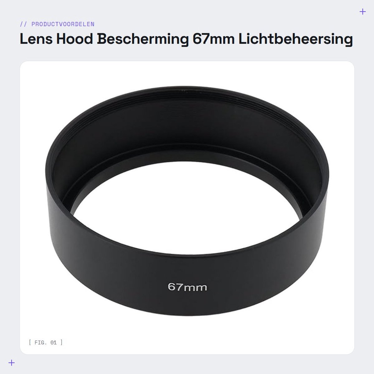 Dailygoods- Lenshouder Aluminium Legering - Geschikt voor 67mm Filterdraad - Bescherming tegen Krassen/Dust/Rain - Hoogte 24mm - Buitenmaat 74.5mm - Voor Full-Frame Lensen - Lenskap