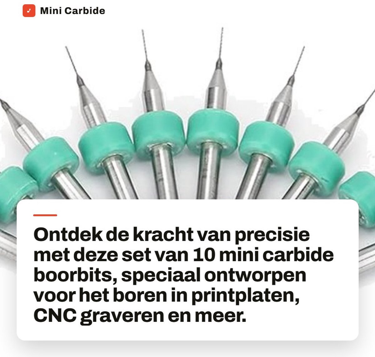 Dailygoods- Carbide Boortjes 10pcs - Hoge Hardheid - Voor CNC/Graveren - Inclusief Opbergdoos - Menselijke Positioneringsring - Geschikt voor Kunststof/Koper/RVS - Boor