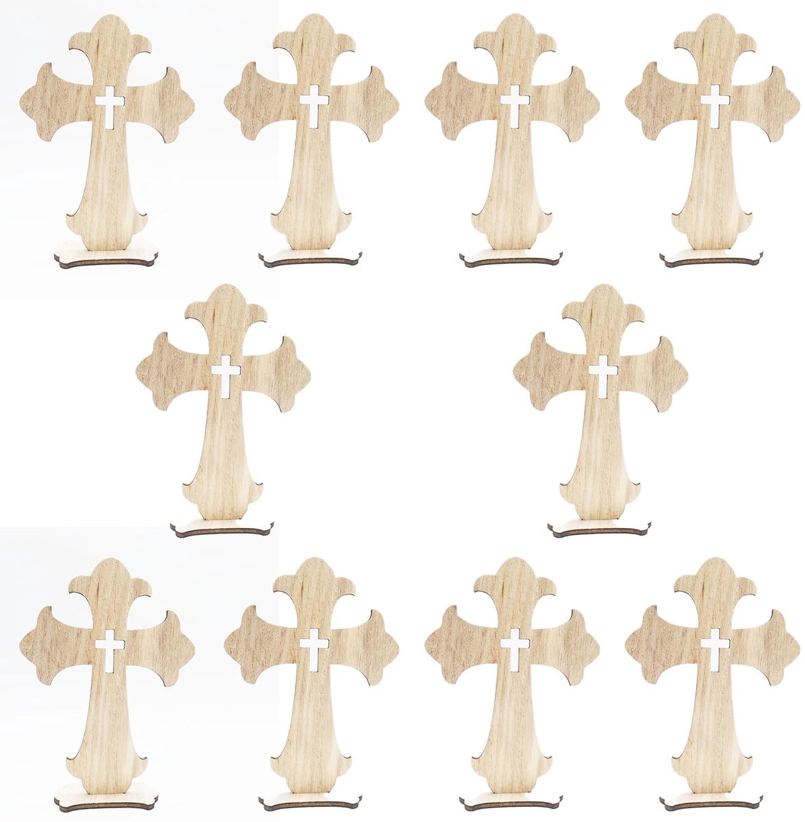 Dailygoods - Set van 10 Houten Kruisen voor Tafeldecoratie en Ambacht