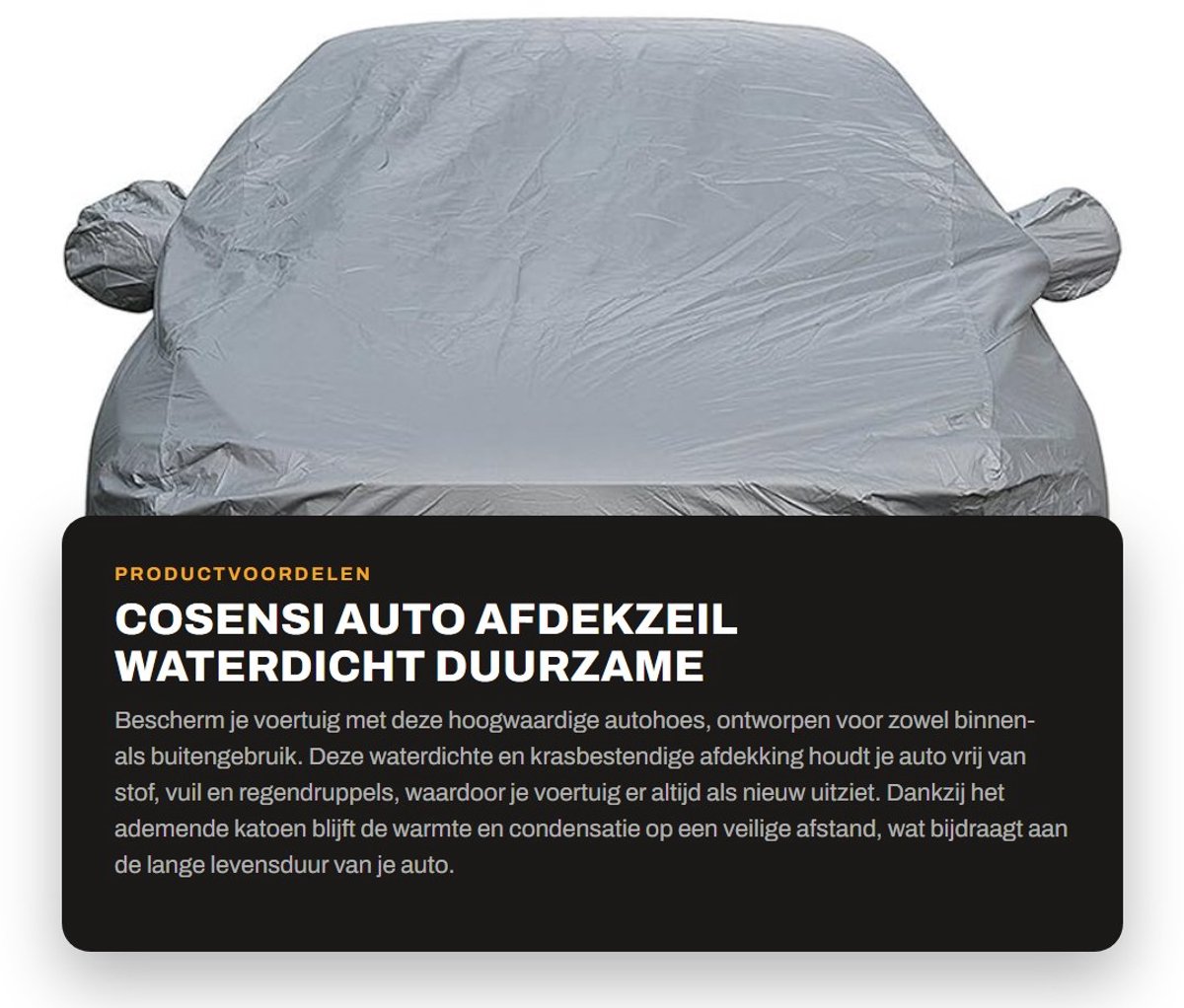Dailygoods- Afdekzeil Waterdicht - Autohoes Buiten - Ademend Katoen - Krasbestendig - Duurzaam - Heavy Duty