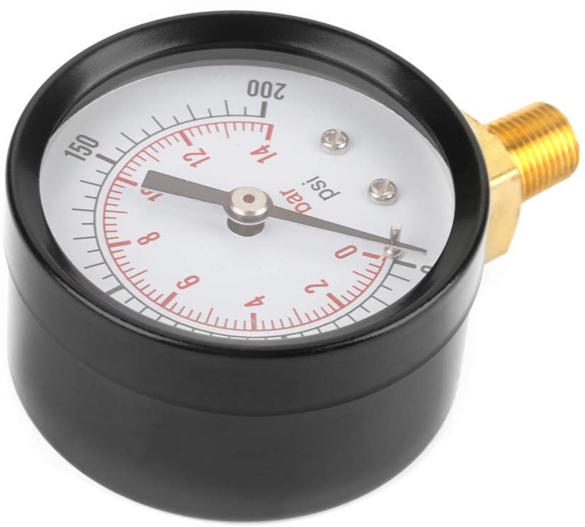 Dailygoods- Manometer 0-200psi/0-14bar - Drukmeter - Metalen Behuizing - Eenvoudig te Gebruiken - NPT 1/8" Aansluiting - Stabiele Prestaties